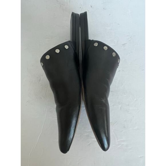 Bernardo Black Leather Studded Pointed Toe Slip On Flat Mule Shoes Sz 8M - Picture 5 of 11